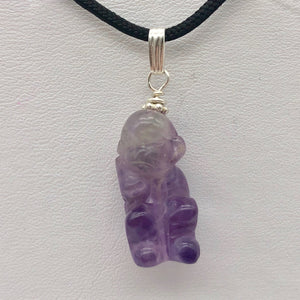 Swingin' Hand Carved Amethyst Monkey and Sterling Silver Pendant 509270AMS - PremiumBead Alternate Image 7