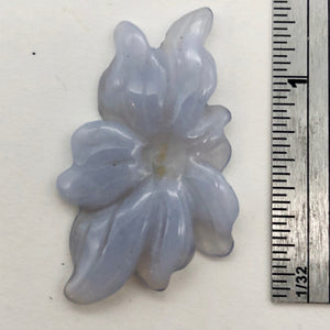 12cts Exquisitely Hand Carved Blue Chalcedony Flower Pendant Bead - PremiumBead Alternate Image 5