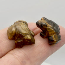 Load image into Gallery viewer, Prosperity 2 Hand Carved Tigereye Frog Beads | 22x17x10mm | Brown Gold - PremiumBead Alternate Image 2

