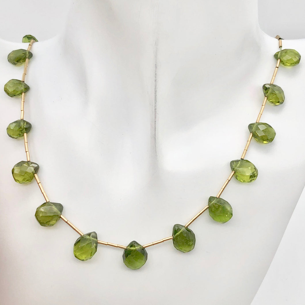 Natural Green Peridot Briolette & 14Kg 26 inch Necklace 867 - PremiumBead Primary Image 1