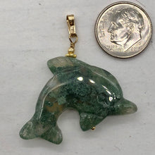 Load image into Gallery viewer, Moss Agate Dolphin 14K Gold Filled Pendant | 1 1/2&quot; Long | Green | 1 Pendant |

