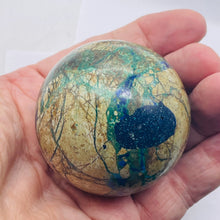 Load image into Gallery viewer, Azurite Malachite Chrysoprase Scry Crystal Sphere | 60mm | Green/Blue/Brown | 1
