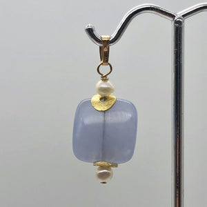 Blue Chalcedony 14K Gold Filled Drop Pendant | 1 3/8" Long |