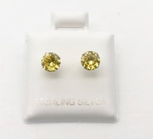 Load image into Gallery viewer, November Birthstone 5mm Lab Citrine Sterling Silver Earrings - PremiumBead Primary Image 1
