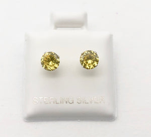 November Birthstone 5mm Lab Citrine Sterling Silver Earrings - PremiumBead Primary Image 1