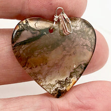 Load image into Gallery viewer, Limbcast Agate Agate Valentine Heart Silver Pendant | 29x30x2mm | Moss Green | - PremiumBead Alternate Image 4

