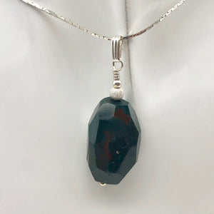 Hand Made Bloodstone Focal Pendant with Sterling Silver Findings | 1 3/4" Long - PremiumBead Alternate Image 2