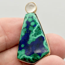 Load image into Gallery viewer, Natural Azurite Malachite 14K Gold Pendant with Moonstone - PremiumBead Alternate Image 4

