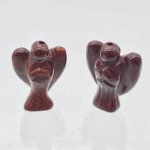 Load image into Gallery viewer, 2 Hand Carved Brecciated Jasper Guardian Angels | 22x14x8mm | Red - PremiumBead Primary Image 1
