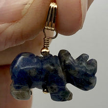 Load image into Gallery viewer, Sodalite Rhinoceros Pendant Necklace|Semi Precious Stone Jewelry|14k gf Pendant - PremiumBead Alternate Image 3
