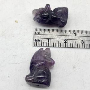 Hand Carved Amethyst Wolf/Coyote Figurine | 21x11x8mm | Purple - PremiumBead Alternate Image 3