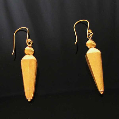Designer Brushed 22K Vermeil Faceted 29x9mm Teardrop Earrings 309816B - PremiumBead Primary Image 1