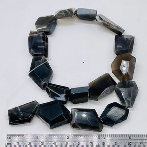 Grey Black Moonstone 104g Faceted Bead Strand | 15 1/2" |Gray Black | 16 Beads |