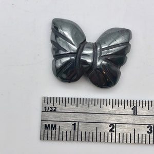 Iron Butterfly Carved Hematite Worry-Stone Figurine | 21x18x5mm | Silver Black - PremiumBead Alternate Image 2
