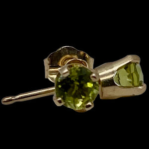 Peridot 14K Gold 4mm Round Stud Earring | 4mm | Green | 1 Pair |