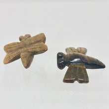 Load image into Gallery viewer, 2 Hand Carved Tigereye Dragonfly Animal Beads | 20.5x18.5x5mm | Golden - PremiumBead Alternate Image 2
