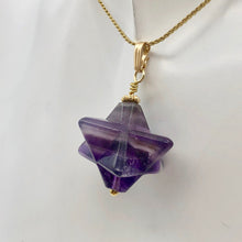 Load image into Gallery viewer, Kabbalah Carved Amethyst Merkaba Star and 14K Gold Filled Pendant 509288AMG - PremiumBead Primary Image 1
