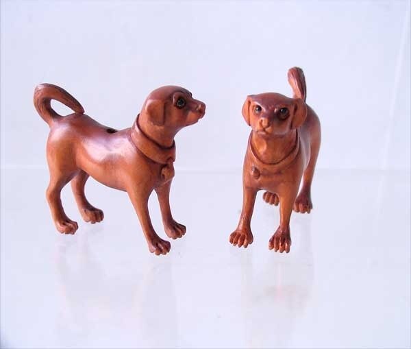 Intricately Carved - Boxwood Puppy Dog Ojime/Netsuke Bead - PremiumBead Primary Image 1
