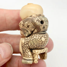 Load image into Gallery viewer, Scrimshaw carved Sleeping Asian Boy with Drum figurine - PremiumBead Alternate Image 5
