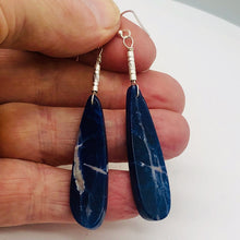 Load image into Gallery viewer, Sodalite Sterling Silver Teardrop | 3&quot; Long | Blue/White | 1 Pair Earrings |
