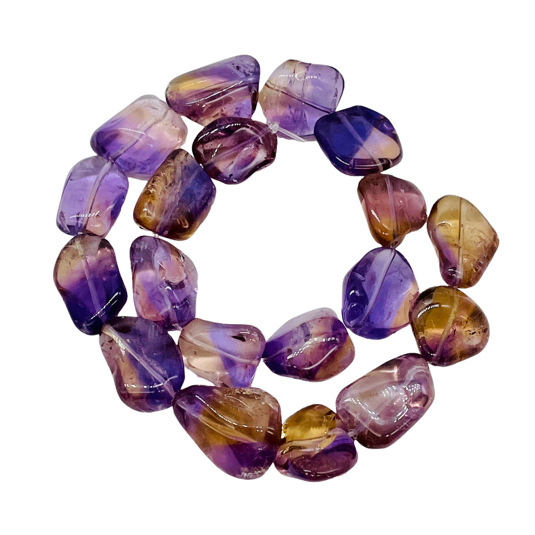 Ametrine Nugget Large Bead Strand | 25x18x14 to 21x15x12 | Purple/Gold| 19 Beads
