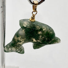 Load image into Gallery viewer, Moss Agate Dolphin 14K Gold Filled Pendant | 1 1/2&quot; Long | Green | 1 Pendant |
