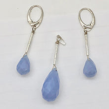 Load image into Gallery viewer, Blue Chalcedony Designer Sterling Silver Pendant and Earrings Jewelry Set
