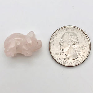 Hand Carved Pink Rose Quartz PIGGY Figurine | 21x13x9.5mm | Pink - PremiumBead Alternate Image 2