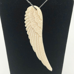 Water Buffalo Bone Carved Angel Wing Pendant Bead | 58.5x16x6mm | Bone | 10841 | 58.5x16x6mm | Cream - PremiumBead Alternate Image 5