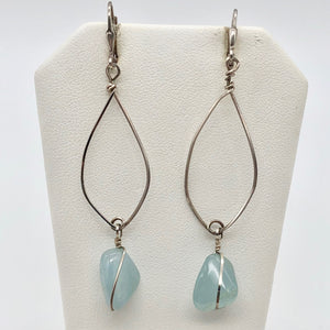 Designer Aquamarine & Sterling Silver Drop Earrings 7103E - PremiumBead Alternate Image 2