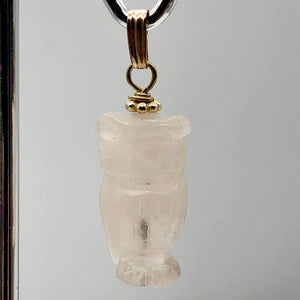 Rose Quartz Owl Pendant Necklace | Semi Precious Stone Jewelry | 14k gf Pendant| - PremiumBead Primary Image 1