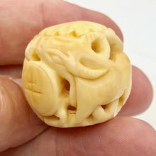 Load image into Gallery viewer, Carved Chinese Zodiac YEAR OF THE OX Bone Bead| 30mm | Cream | Round | 1 Bead | - PremiumBead Alternate Image 3
