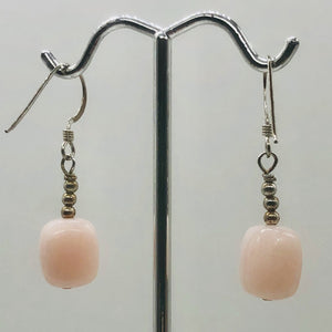 Peruvian Opal Sterling Silver Dangle Earrings | 1 1/4" Long | Pink | 1 Earrings|