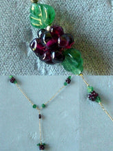 Load image into Gallery viewer, Garnet Berry &amp; Carved Aventurine Leaf Lariat 200011 - PremiumBead Primary Image 1
