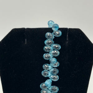 Blue Zircon Rare Natural Faceted Briolette Beads | 6x4 mm | 2 Beads |