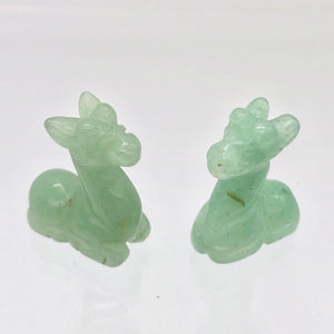 Graceful 2 Carved Aventurine Giraffe Beads | 20.5x16.5x9mm | Green - PremiumBead Primary Image 1