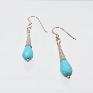 Natural Blue Turquoise and Silver Earrings |Turquoise|1.75" (long)| 307404 - PremiumBead Alternate Image 7