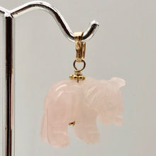 Load image into Gallery viewer, Rose Quartz Elephant Pendant Necklace|Semi Precious Stone Jewelry|Golden Pendant
