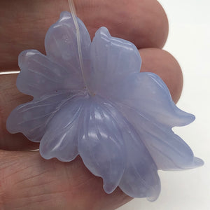 42cts Exquisitely Hand Carved Blue Chalcedony Flower Pendant Bead - PremiumBead Alternate Image 3