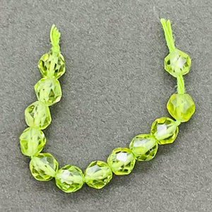 Peridot Faceted Parcel Round Beads | 7x4mm | Green | 12 Beads |