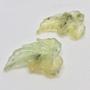 Hand Carved 2 Green/Yellow Prehnite Leaf Beads 10532G - PremiumBead Alternate Image 2