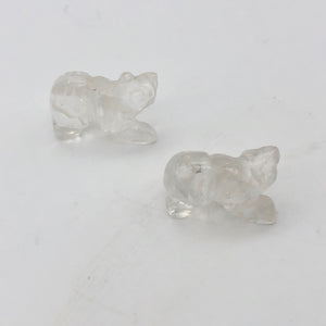 Quartz Hand Carved Bear Figurine/Worry bead | 13x18x9mm | Clear - PremiumBead Alternate Image 6