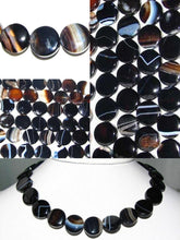 Load image into Gallery viewer, 3 Beads of Black and White Sardonyx Agate 15mm Coin Beads 8580 - PremiumBead Primary Image 1
