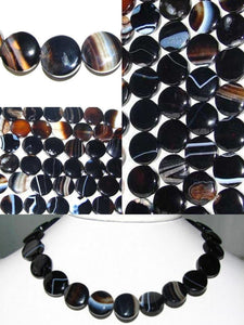 3 Beads of Black and White Sardonyx Agate 15mm Coin Beads 8580 - PremiumBead Primary Image 1