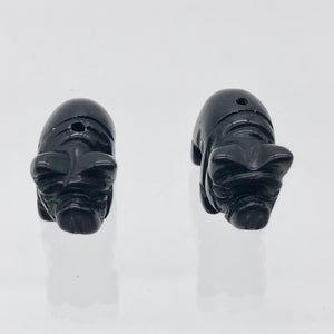 Oink 2 Carved Obsidian Pig Beads | 21x13x9.5mm | Black - PremiumBead Alternate Image 3