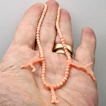 Load image into Gallery viewer, AAA Natural Salmon Branch Coral &amp; Sterling Silver 18 inch Necklace 202600

