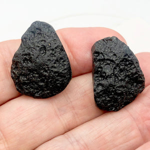 2 Unique Pendant Size Black Meteor Fragments 15 grams | 29x22x9to 28x21x9mm | - PremiumBead Alternate Image 2