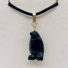 Load image into Gallery viewer, Blue Gold Stone Hand Carved Penguin &amp; 14Kgf Pendant| 1 3/8&quot; Long| Blue Spark | - PremiumBead Alternate Image 7
