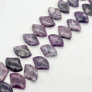 Natural Lepidolite Fan Bead Half-Strand | 25x18x6mm | Purple | Fan | 11 beads | - PremiumBead Alternate Image 7