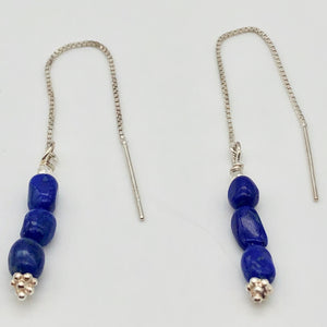 Triple Lapis Lazuli and Sterling Threader Earrings 303272A - PremiumBead Alternate Image 3